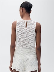 Mango Cream Crochet Lace Tank Top - Image 2 of 6