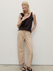 Mango Brown Balloon Leg Tie Waist Kika Jeans - Image 1 of 6