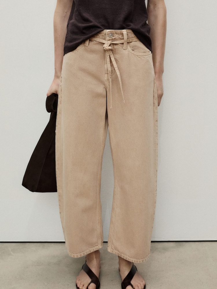 Mango Brown Balloon Leg Tie Waist Kika Jeans - Image 2 of 6