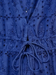 Mango Blue Broderie Anglaise Blouse - Image 5 of 5