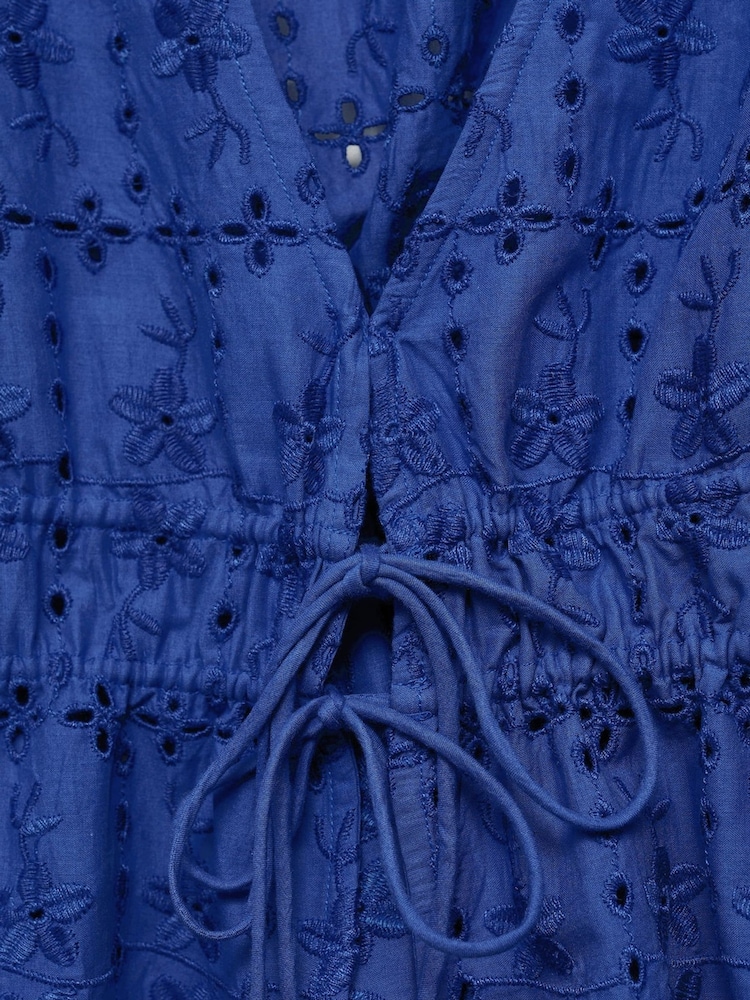 Mango Blue Broderie Anglaise Blouse - Image 5 of 5 Mango Blue Broderie Anglaise Blouse - Image 5 of 5
