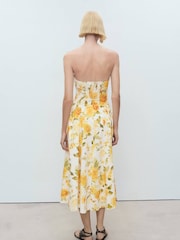 Mango Yellow Floral Print Structured Midi Dress - Image 2 of 6