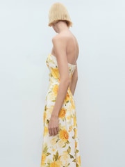 Mango Yellow Floral Print Structured Midi Dress - Image 3 of 6