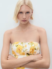 Mango Yellow Floral Print Structured Midi Dress - Image 4 of 6
