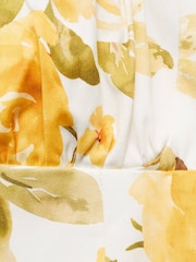 Mango Yellow Floral Print Structured Midi Dress - Image 6 of 6