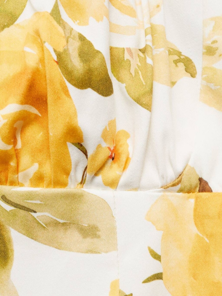 Mango Yellow Floral Print Structured Midi Dress - Image 6 of 6