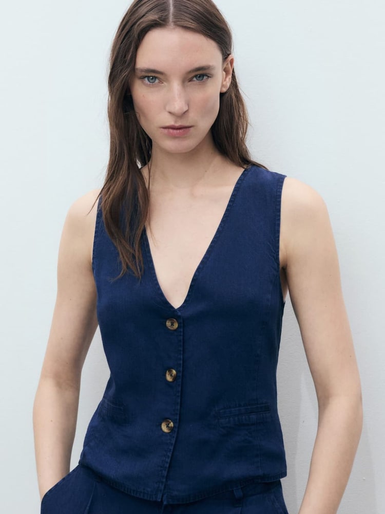 Mango Blue Waistcoat - Image 1 of 5