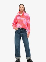 Superdry Pink Super Soft Printed Half Zip Fleece - Image 3 of 6