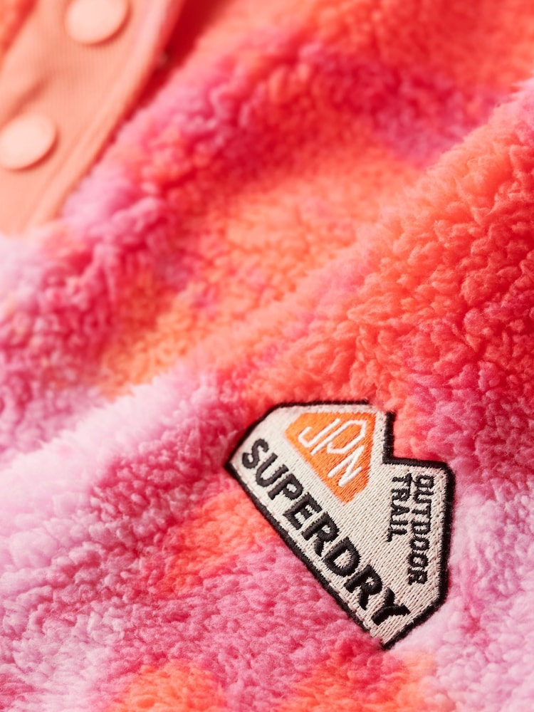 Superdry Pink Super Soft Printed Half Zip Fleece - Image 6 of 6 Superdry Pink Super Soft Printed Half Zip Fleece - Image 6 of 6
