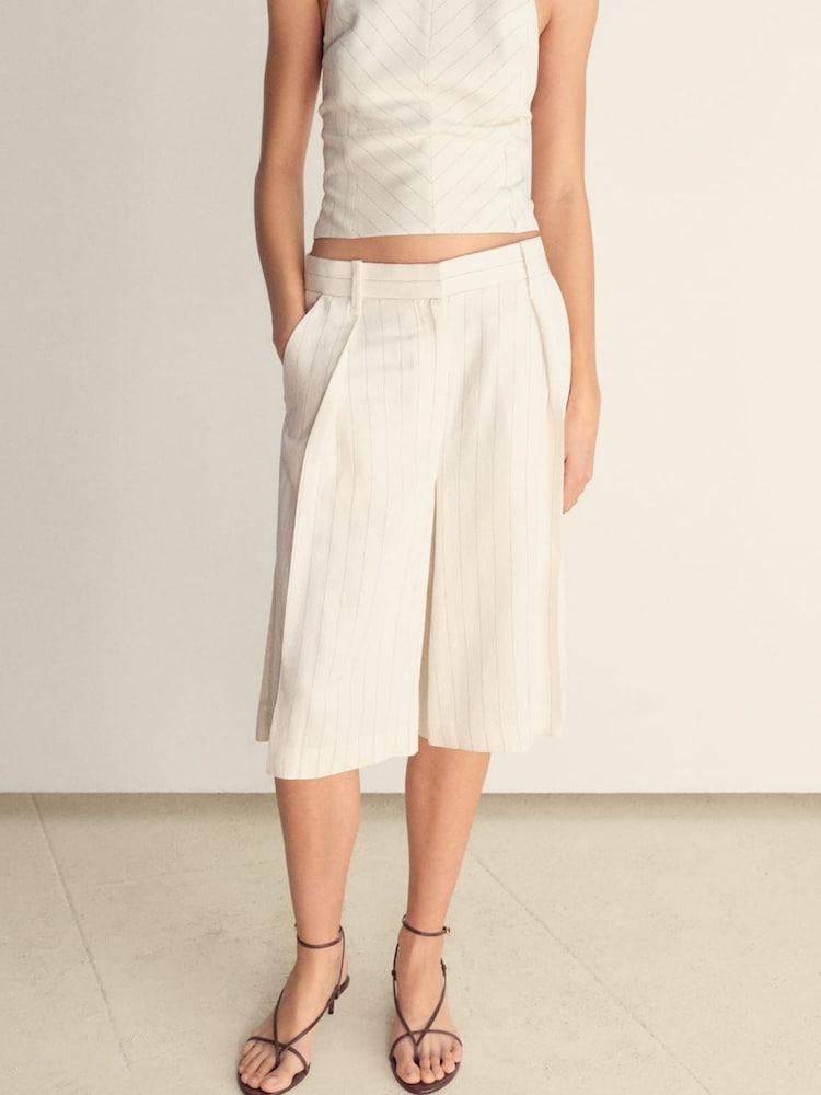 Mango Cream Stripe Bermuda Shorts - Image 1 of 4