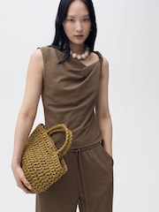Mango Brown Sleeve Detail Top - Image 1 of 5