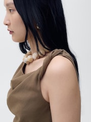 Mango Brown Sleeve Detail Top - Image 3 of 5