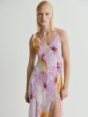 Mango Purple Blurred Floral Print Occasion Maxi Dress - Image 1 of 5
