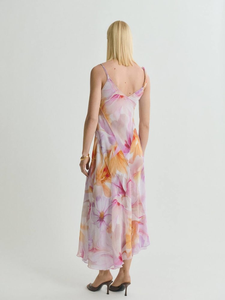 Mango Purple Blurred Floral Print Occasion Maxi Dress - Image 2 of 5 Mango Purple Blurred Floral Print Occasion Maxi Dress - Image 2 of 5