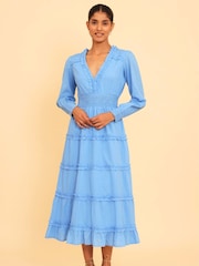 Aspiga Blue Long Sleeve Viola 100% Cotton Dress - Image 1 of 4