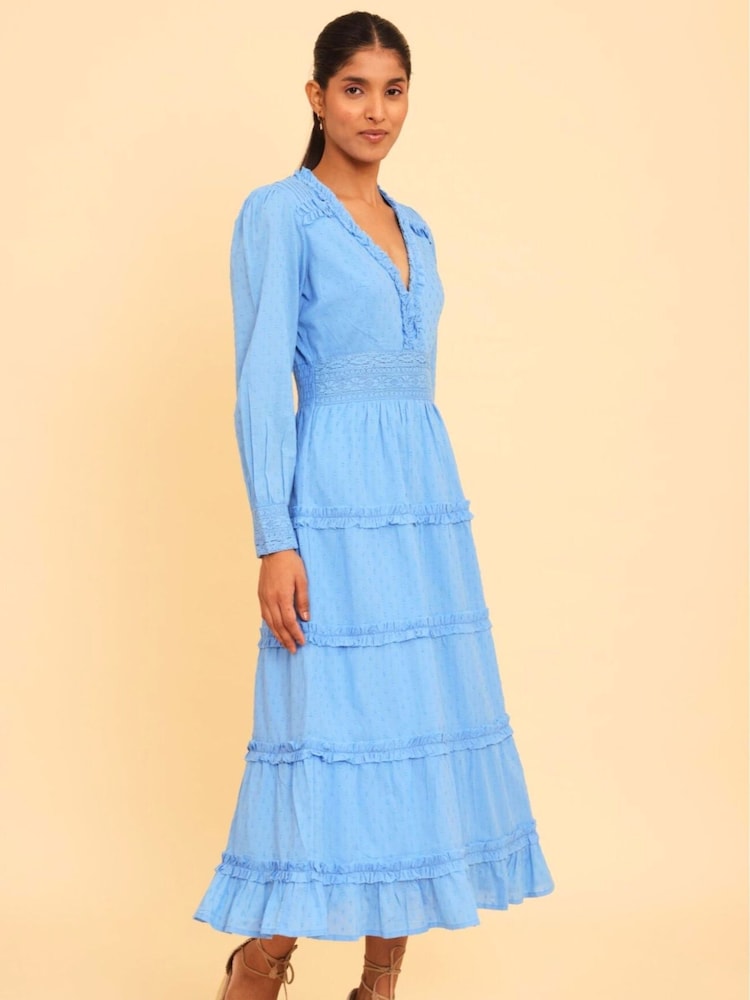 Aspiga Blue Long Sleeve Viola 100% Cotton Dress - Image 2 of 4