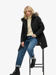 Superdry Black Everest Faux Fur Parka Coat - Image 2 of 7