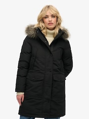Superdry Black Everest Faux Fur Parka Coat - Image 3 of 7