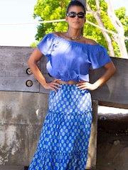 Aspiga Blue Bea Printed 100% Organic Cotton Skirt - Image 1 of 3