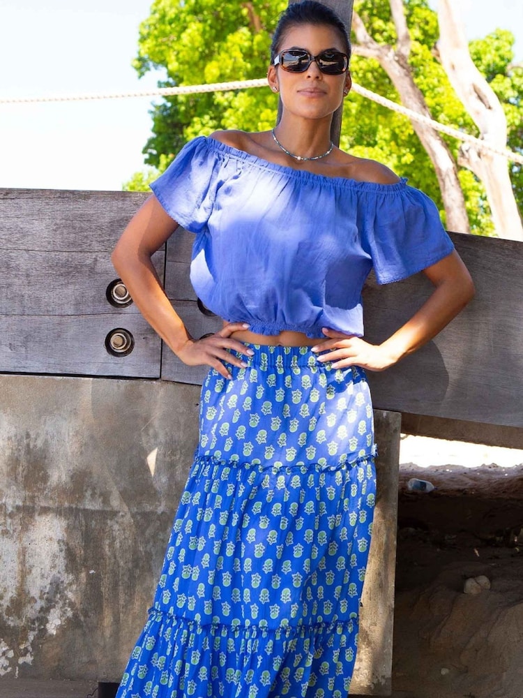 Aspiga Blue Bea Printed 100% Organic Cotton Skirt - Image 1 of 3