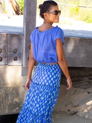 Aspiga Blue Bea Printed 100% Organic Cotton Skirt - Image 2 of 3