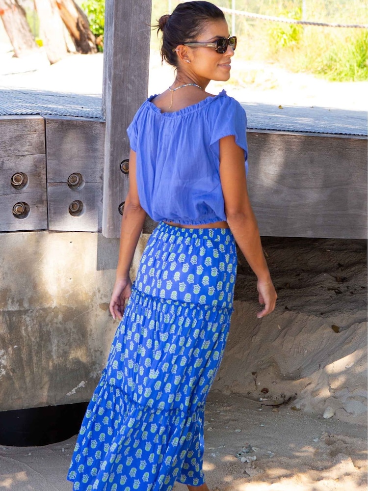 Aspiga Blue Bea Printed 100% Organic Cotton Skirt - Image 2 of 3