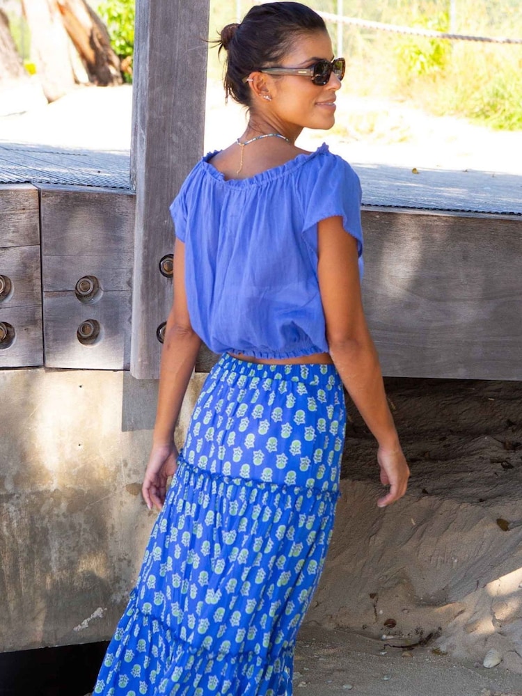 Aspiga Blue Bea Printed Cotton Skirt - Image 2 of 3 Aspiga Blue Bea Printed Cotton Skirt - Image 2 of 3