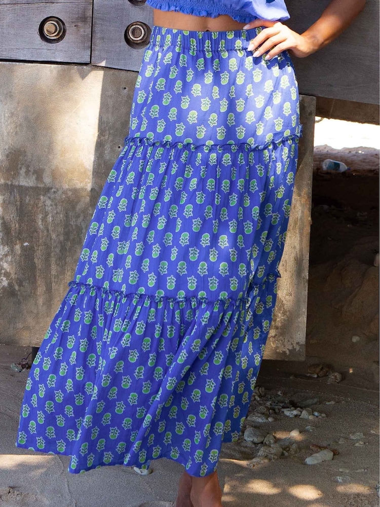 Aspiga Blue Bea Printed 100% Organic Cotton Skirt - Image 3 of 3