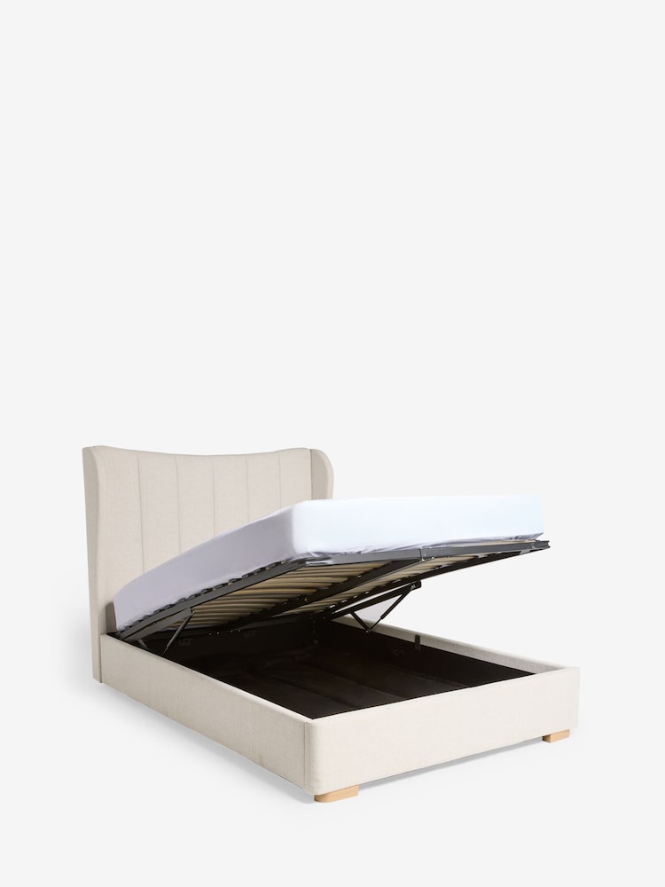 Tweedy Plain Light Natural Grace Upholstered Ottoman Storage Bed Frame - Image 2 of 2