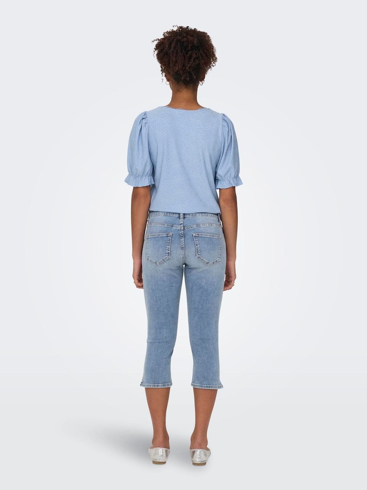 ONLY Blue Denim Pedal Pushers Comfort Stretch Trousers - Image 2 of 6