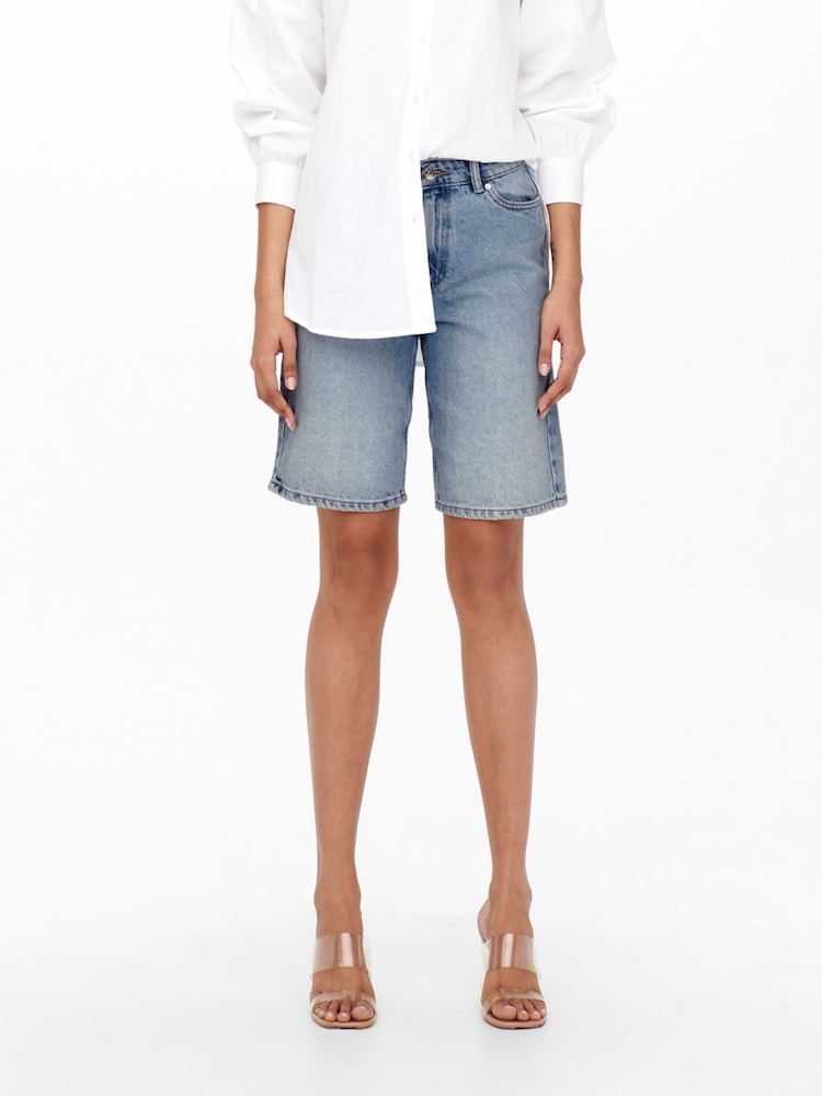 ONLY Blue Long Denim Shorts - Image 3 of 6