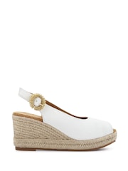 Pavers White Buckle Fastening Wedges Espadrilles - Image 2 of 6
