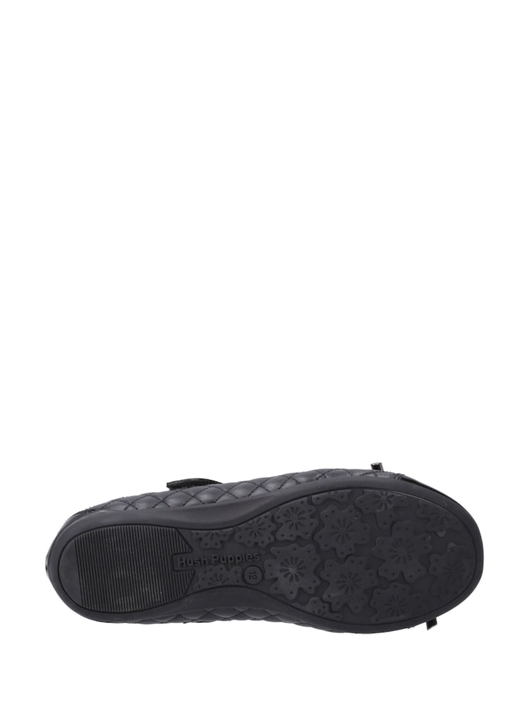 Hush Puppies Junior Lottie Quilt Ballerina Black Shoes - Image 4 of 4