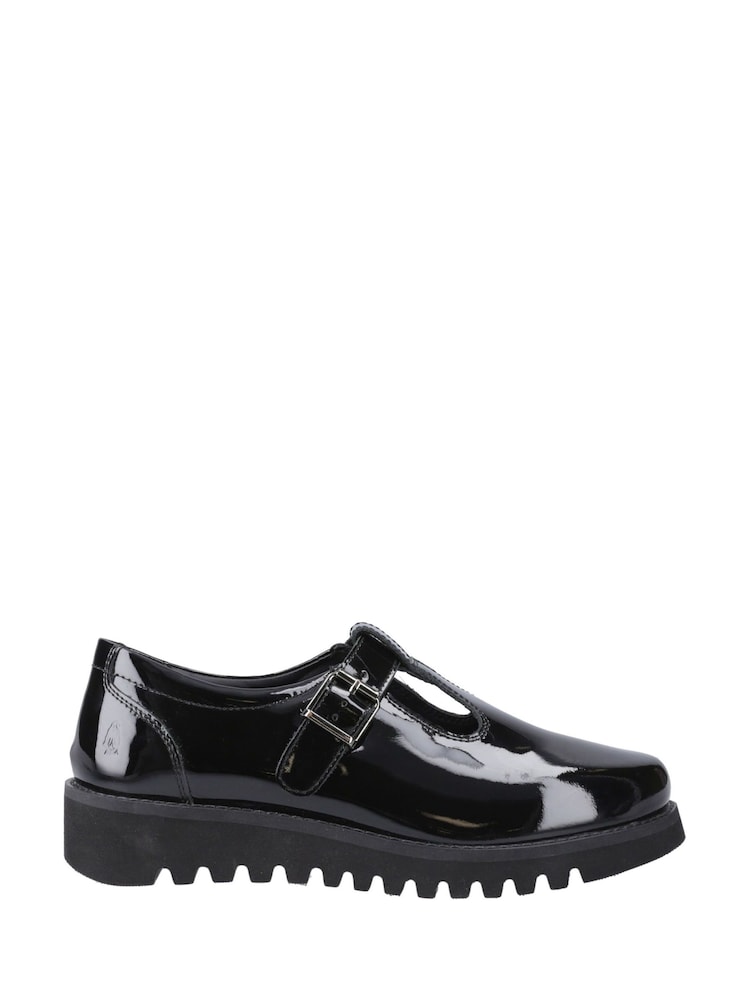 Hush Puppies Senior Florrie T-Bar Patent Black Shoes - Image 1 of 4