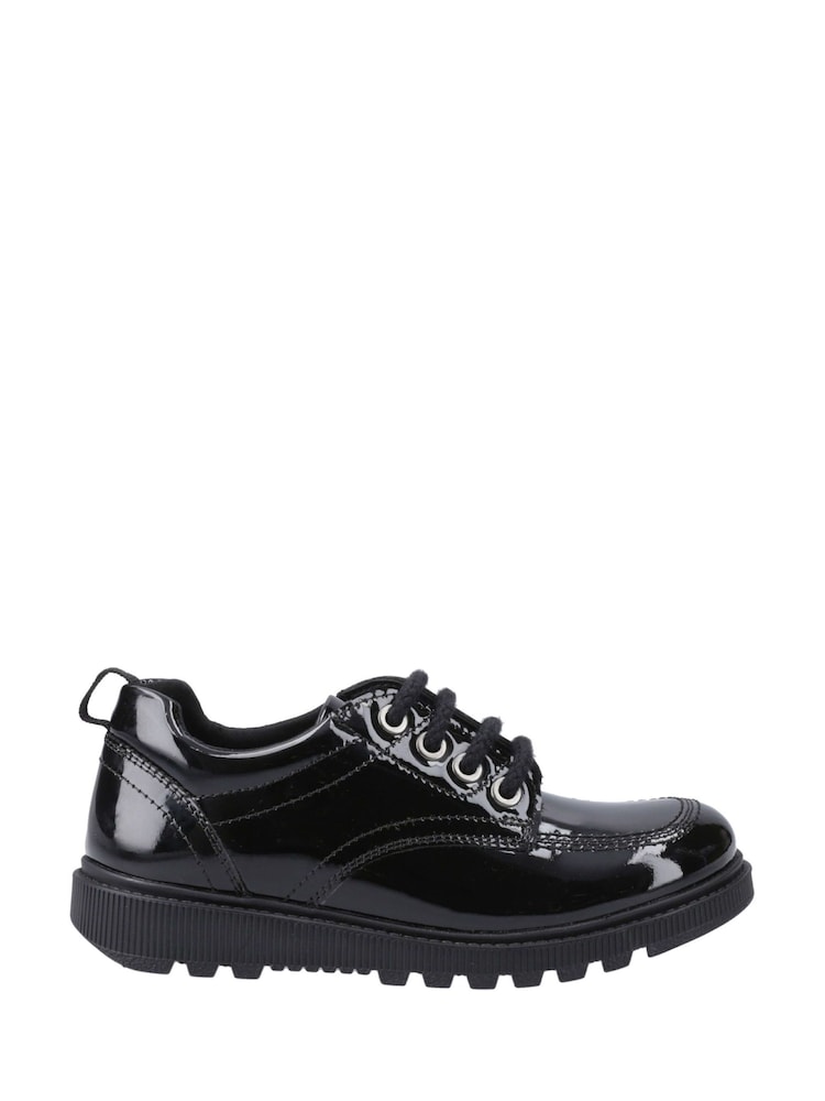 Hush Puppies Black Keeley Lace Up Patent Senior Shoes - Image 1 of 3