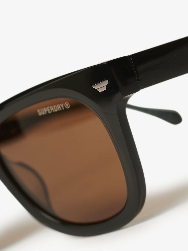 Superdry Black Retro Square Sunglasses - Image 2 of 2