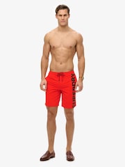Красный - Superdry Classic 19 Inch Logo Board Shorts - Изображение 6 из 8