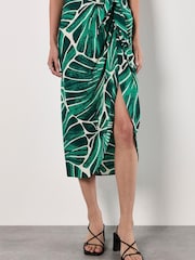 Apricot Green Oversized Cockle Wrap Tie Skirt - Image 1 of 4