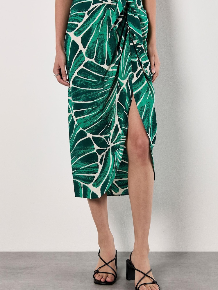 Apricot Green Oversized Cockle Wrap Tie Skirt - Image 1 of 4