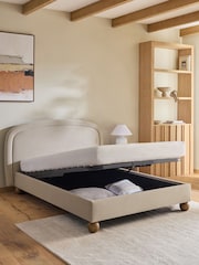 Soft Velvet Pebble Natural Demi Upholstered Ottoman Storage Bed Frame - Image 2 of 7