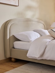 Soft Velvet Pebble Natural Demi Upholstered Ottoman Storage Bed Frame - Image 4 of 7