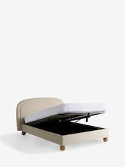 Soft Velvet Pebble Natural Demi Upholstered Ottoman Storage Bed Frame - Image 7 of 7