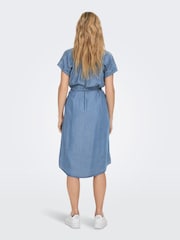 ONLY Blue Short Sleeve Chambray Shirt Dress - Image 3 of 4