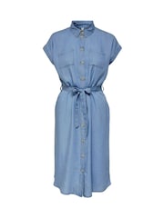 ONLY Blue Short Sleeve Chambray Shirt Dress - Image 4 of 4