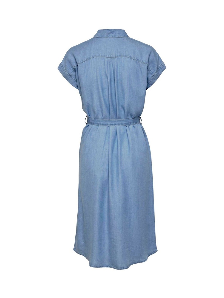 ONLY Blue Short Sleeve Chambray Shirt Dress - Image 5 of 5