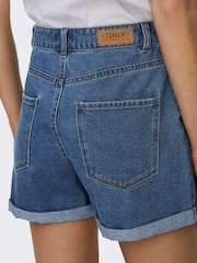 ONLY Blue High Waist Mom Denim 100% Cotton Shorts - Image 2 of 7