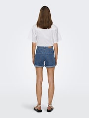 ONLY Blue High Waist Mom Denim 100% Cotton Shorts - Image 4 of 7