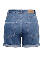 ONLY Blue High Waist Mom Denim 100% Cotton Shorts - Image 7 of 7