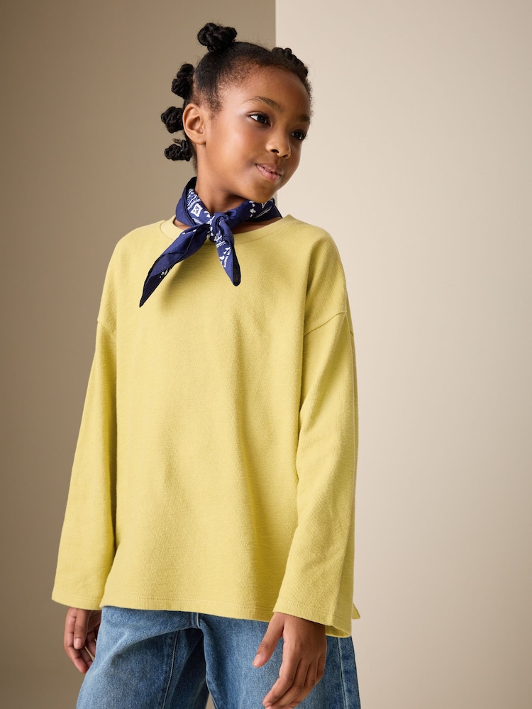 Green Textured Long Sleeve Top (3-16yrs) - Image 1 of 8 Green Textured Long Sleeve Top (3-16yrs) - Image 1 of 8