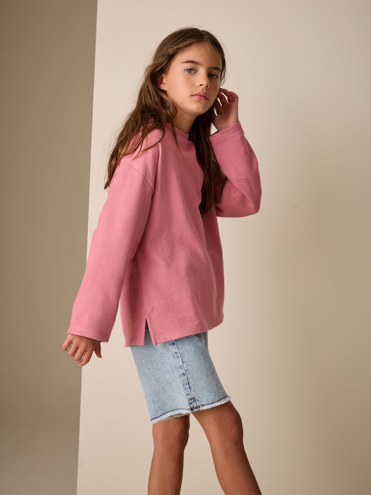 Pink Textured Long Sleeve Top (3-16yrs) - Image 2 of 9 Pink Textured Long Sleeve Top (3-16yrs) - Image 2 of 9